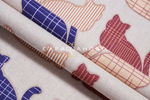 Ткань Бязь 150 см рис Фактурные кошки 10535 вид 1