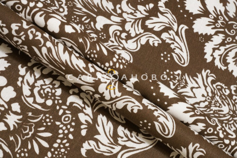 Ткань Бязь 220 см. набивная Ажур кофе рис. 28226/2