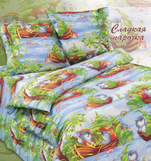 Ткань Поплин 150 Детская коллекция "Сладкая парочка" рис 4145 вид 1