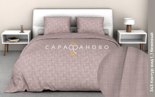 Ткань Бязь 220 см 140 гр рис. 343 Контур, вид 1/1, бежевый