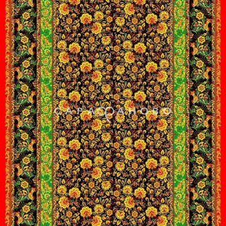 Ткань Рогожка 150 см "Хохлома" рис 18769 вид 1