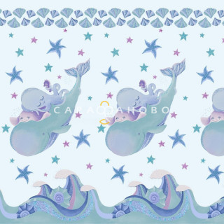 Ткань Перкаль 150 см рис 13353 вид 1 Octopus&amp;friends