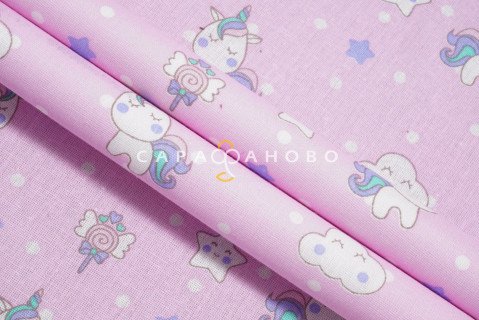 Ткань Бязь 150 см 120 гр рис. 101в7/1 Единорожки
