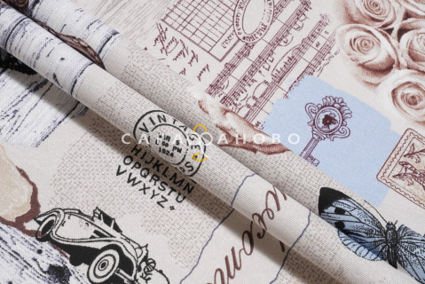 Ткань рогожка 150 см "Либретто" рис 11537-1