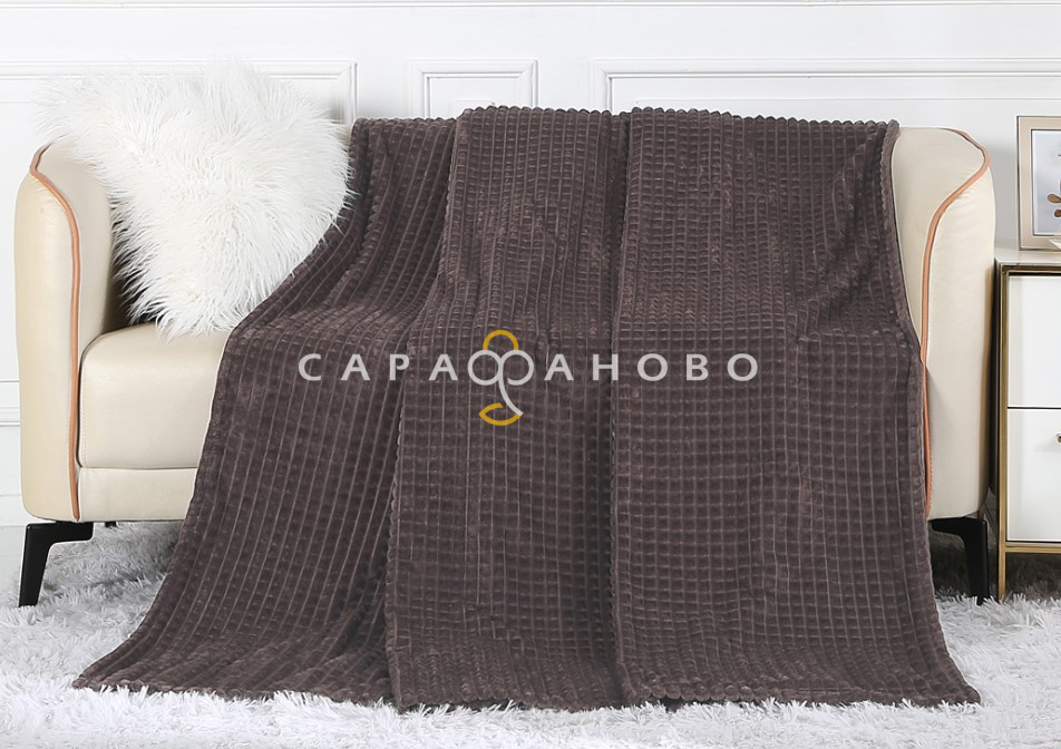 Ткань Велсофт 205 см 270 гр рис Клеточка кофейная