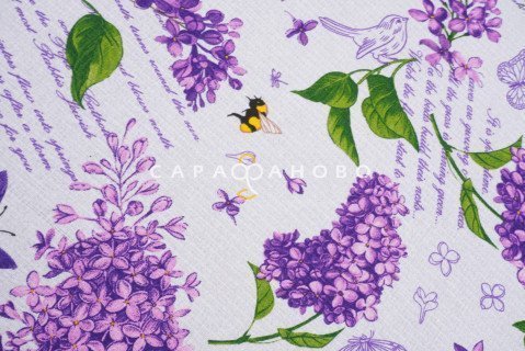 Ткань Полотно вафельное 150 см "Сирень" рис 35054 вид 1