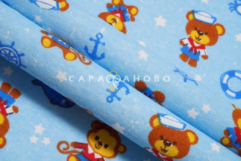 Ткань Фланель 90 см рис.  5266-1 "Мишка - морячок"