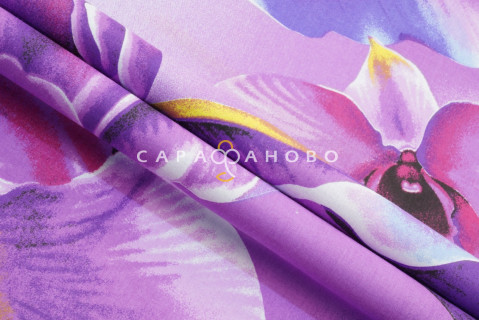 Ткань бязь 220 см "Ирисы" рис 4684 вид 1