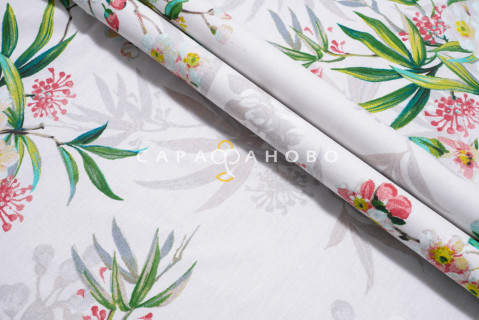 Ткань Перкаль 220 см "Павлины" рис 6580 вид 1