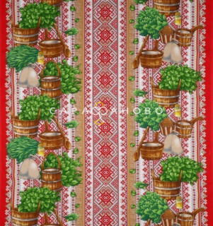 Ткань Полотно Вафельное 150 "Русская баня" рис 10964-1