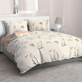 Ткань Перкаль 220 см 110 гр рис 50296 вид 1 "Котолатте" (комп 996283, 997261)