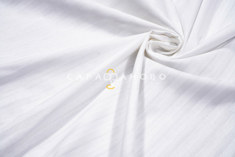 Ткань Поплин-страйп 220 см рис.  12245/1 Белый(1х1 см)