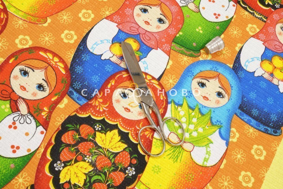 Ткань полотенечная 150 см рис. 11562 Матрешки