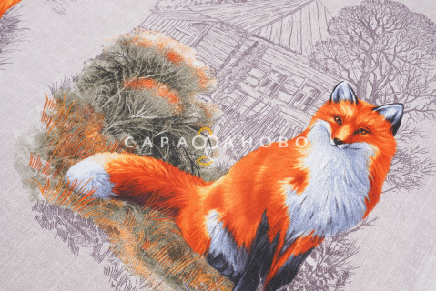 Ткань Рогожка 150 см Лисы рис 35025 вид 1 На отрез — фото 2