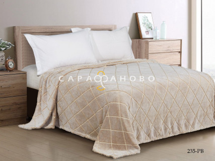 Ткань Велсофт Бамбук 205 см 260 гр рис Бежевая клетка
