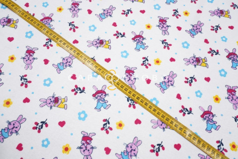 Ткань Фланель 90 см рис. 5231-1 "Милый зайка"