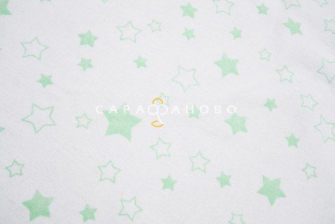 Ткань Фланель 90 см рис. 9465-3 "Звезды" зеленый