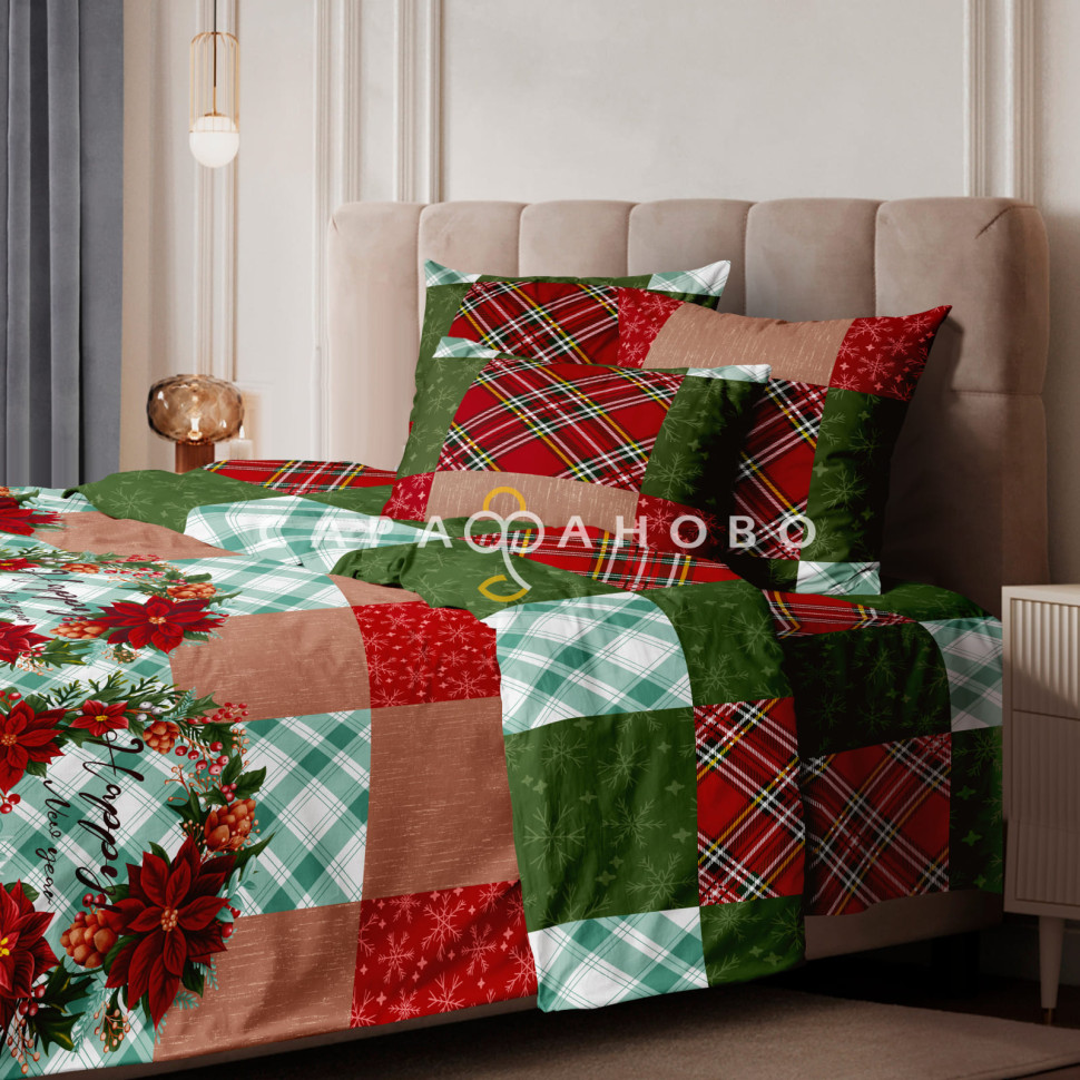 Перкаль 220 см 7228-1 Новогодний пэчворк