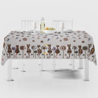 Ткань Рогожка 150 см "Коты" рис 21089 вид 1
