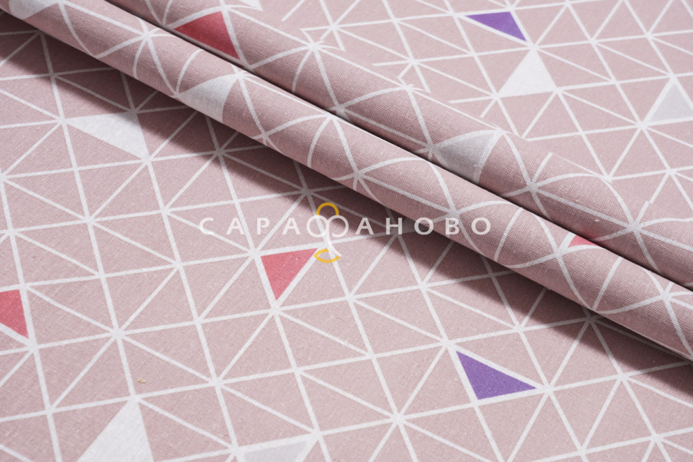 Ткань Бязь 150 см 115 гр. рис. 122 Треугольники, 1/10 Вид мокко