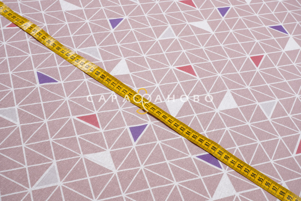 Ткань Бязь 150 см 115 гр. рис. 122 Треугольники, 1/10 Вид мокко