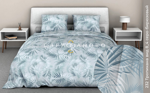 Ткань Бязь 150 см 140 гр рис. 232 Тропикана, вид 8/4, серо-бирюзовый