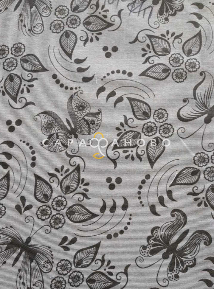 Рогожка набивная 150 см, 761-11 Бабочки 150 +/- 10 г/м2